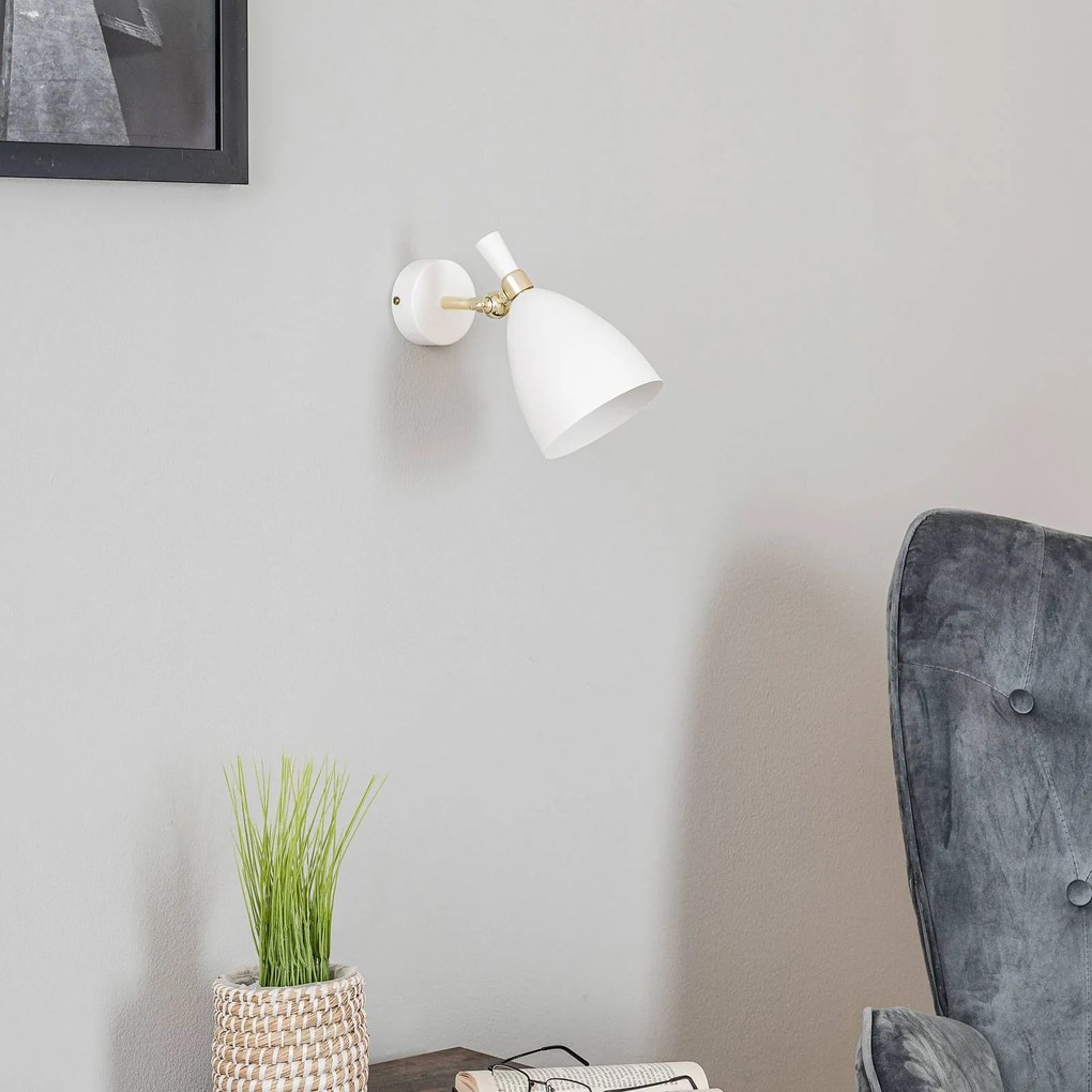 Argon Applique Cyntia, orientabile, bianco-ottone