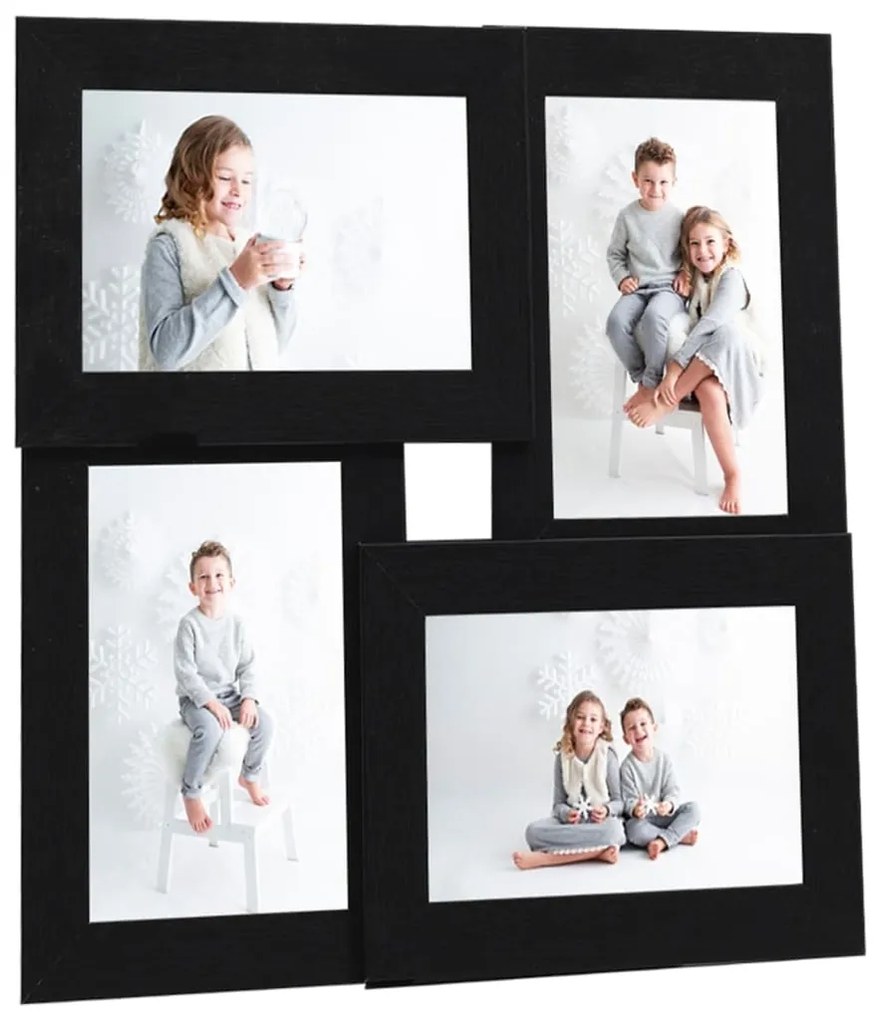 Cornice Multipla Per 4 Foto 10x15cm Nera İn Mdf /