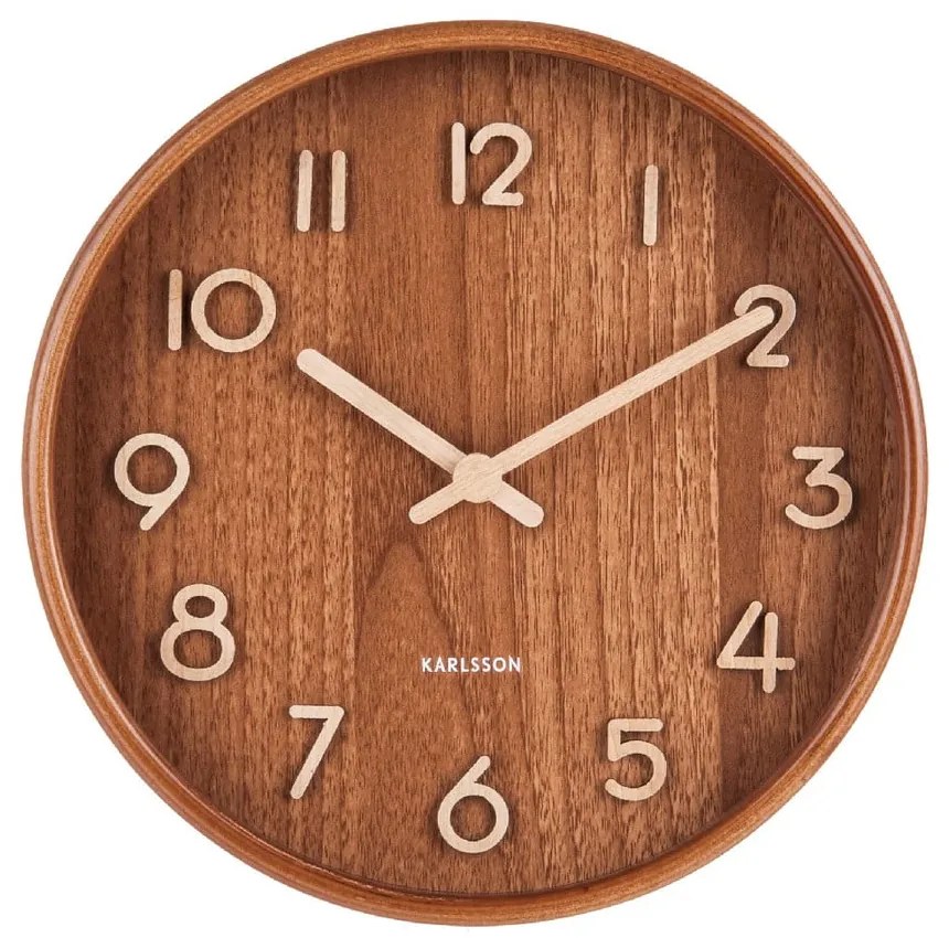 Orologio da parete in legno di tiglio marrone Piccolo, ø 22 cm Pure - Karlsson
