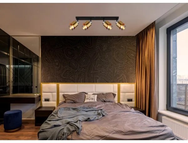 Globo 15560-4 - Faretto MILLEY 4xE27/40W/230V nero/ottone