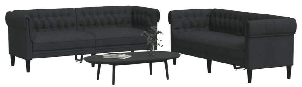 Set Di Divani 2 Pz Nero İn Tessuto /