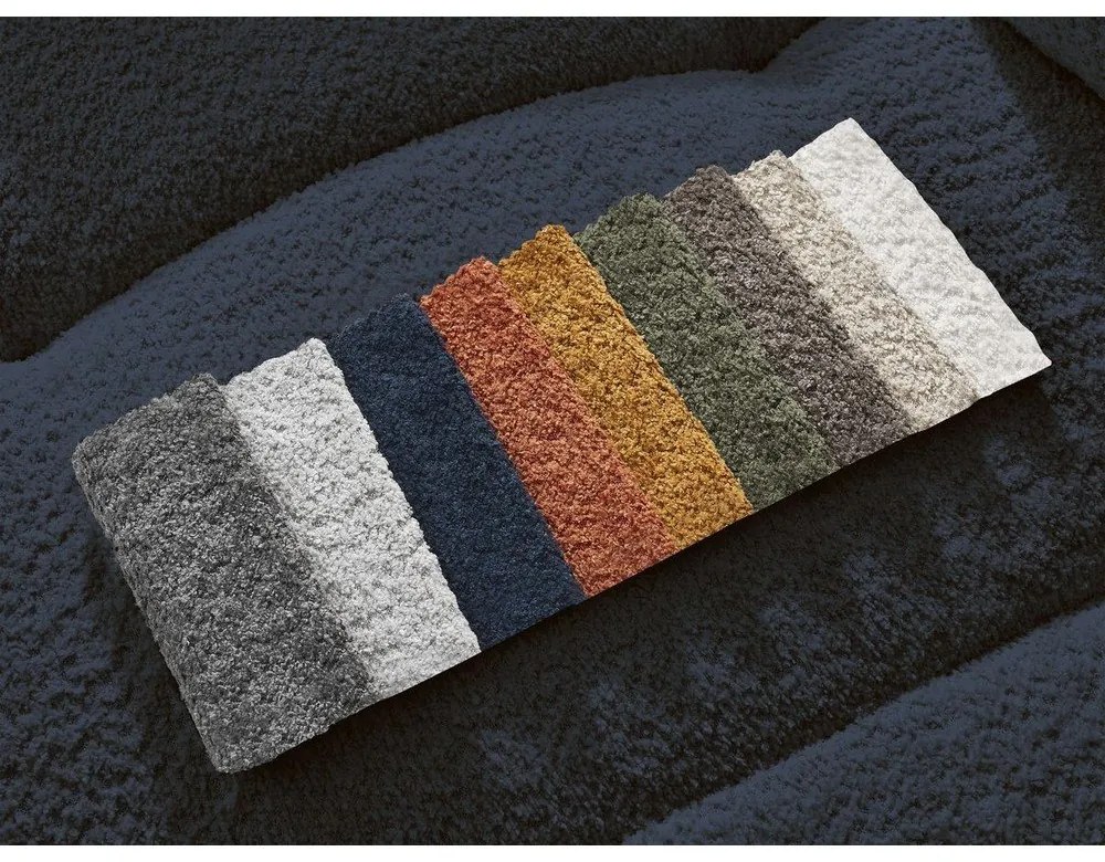 Divano angolare blu allungabile/con contenitore (con penisola a sinistra/con chaise lounge) con rivestimento in bouclé Roxelane – Bobochic Paris