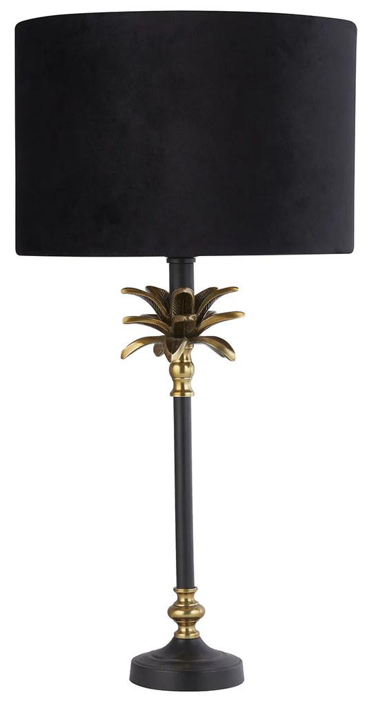 Lampada Da Scrivania Contemporanea Palma Ottone Velluto Nero 1 Luce E27