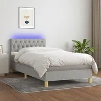 Letto a Molle Materasso e LED Grigio Chiaro 90x200 cm Tessuto cod mxl 63345