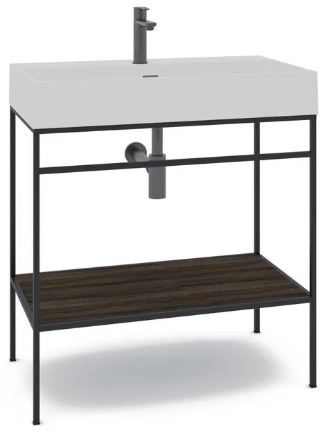 Mobile sottolavabo e lavabo Outline per vasca centrale nero L 80 x H 89 x P 45.5 cm