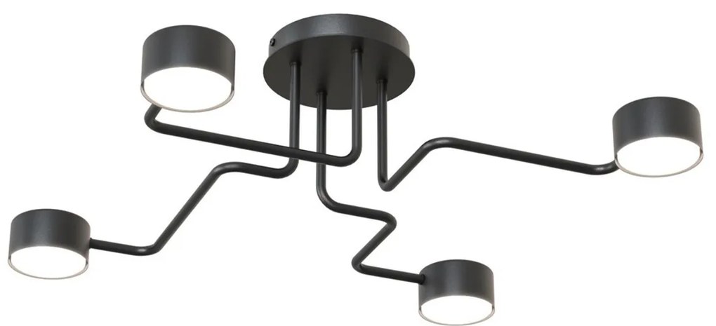 Lampada da soffitto in acciaio KURAGE 4 nera 4xGX53