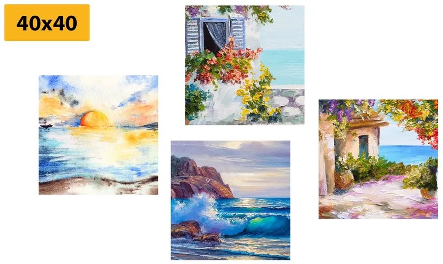 Set di quadri – Tocco di mare in imitazione di pittura a olio