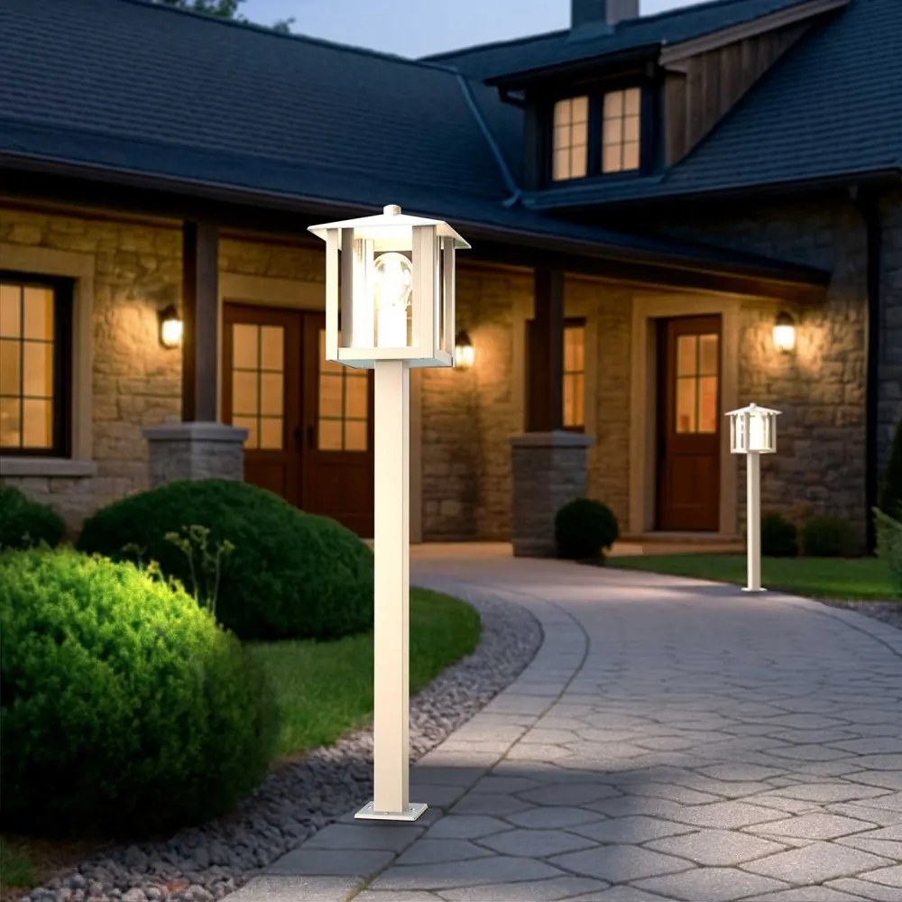 Paletto da Giardino Bianco 80cm Acciaio INOX, Base E27 - Serie PILLAR Colore Bianco
