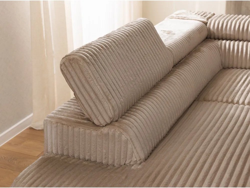 Divano angolare marrone (con penisola a sinistra/a L) con rivestimento in velluto a coste Marbeya – Ropez