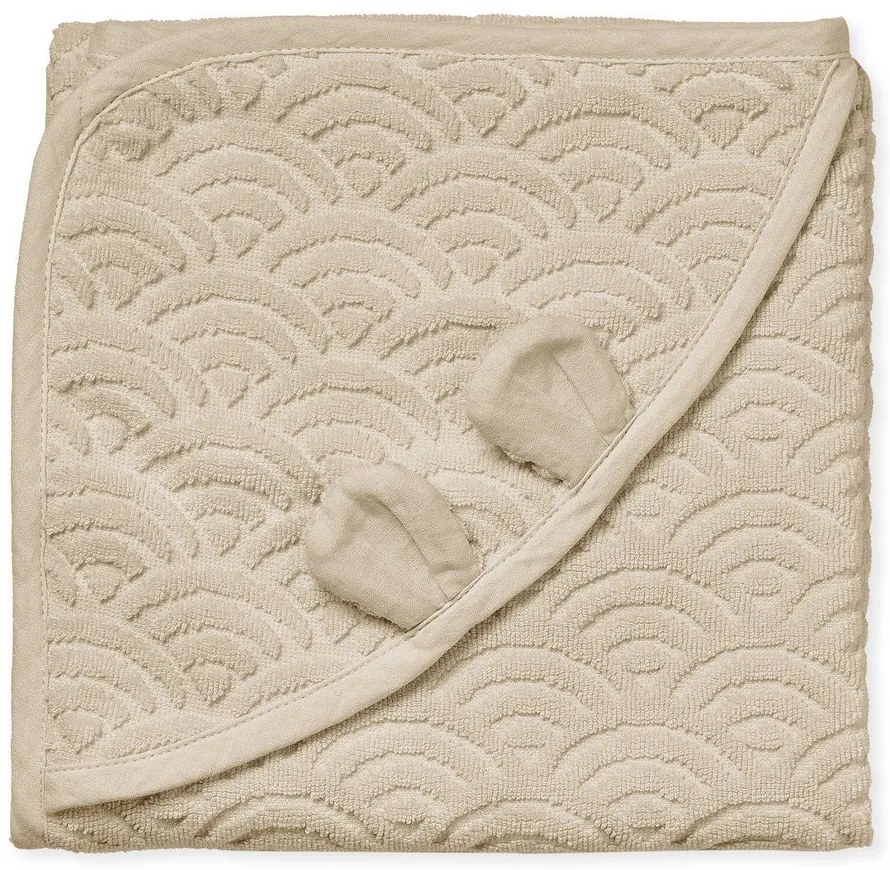Asciugamano con cappuccio da bambini beige in cotone organico 80x80 cm Almond – Cam Cam Copenhagen