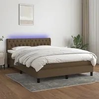 Letto a Molle Materasso e LED MarroneScuro 140x190cm in Tessuto 3133392