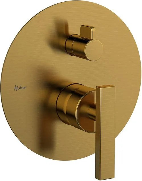 Rubinetto per doccia getto laminare cristallino ad incasso monocomando Los Angeles oro satinato HUBER