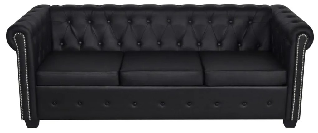 Divani chesterfield a 2 posti e a 3 posti in similpelle nero