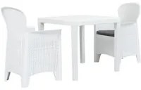 Set da Bistr 3 pz in Plastica Stile Rattan Bianco 276107