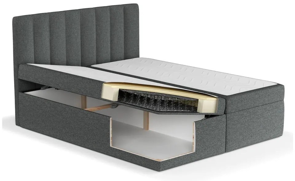 Letto boxspring grigio scuro con contenitore 160x200 cm Novento - Maison de Rêve