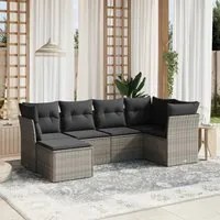 Set Divano da Giardino 6 pz con Cuscini Grigio in Polyrattancod mxl 90870