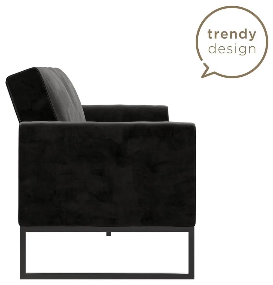 Divano letto nero 217,2 cm Adley - CosmoLiving by Cosmopolitan