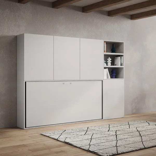 Letto NABOR singolo a scomparsa Bianco Frassino Composizione F