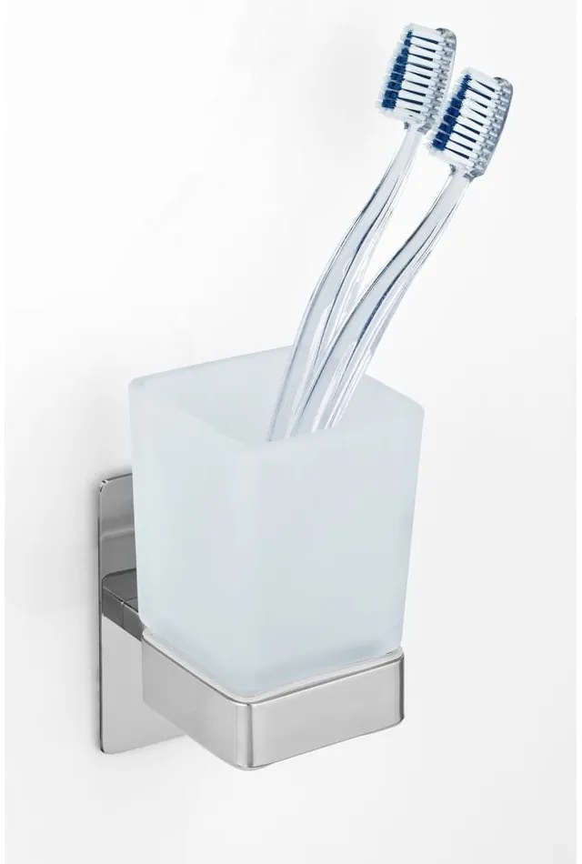 Coppa in vetro autoportante per spazzolini da denti in argento lucido Genova - Wenko