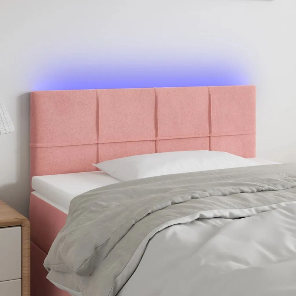 Testiera A Led Rosa 90x5x78/88 Cm İn Tessuto /