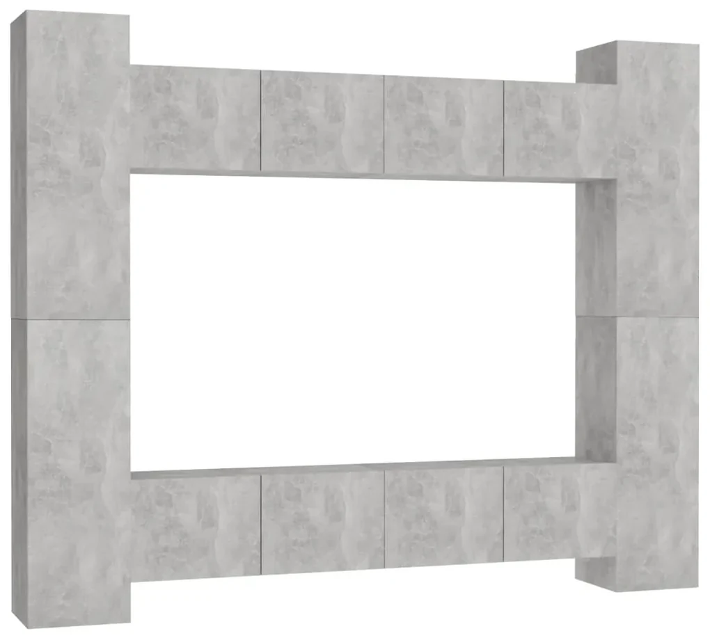 Set mobile porta tv 8 pz grigio cemento in truciolato