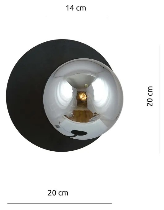 Applique Oslo Nera con sfera Grafite E14 da parete o soffitto Colore del corpo Nero