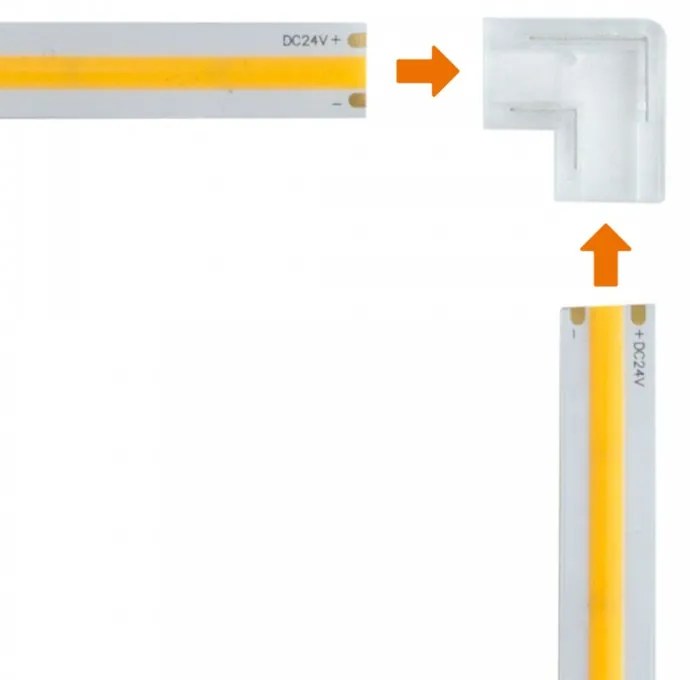 Connettore Angolare per strisce LED COB Monocolore 10mm 2 contatti CF 2PZ Selezionare l'accessorio Accessorio Strisce da 10 mm