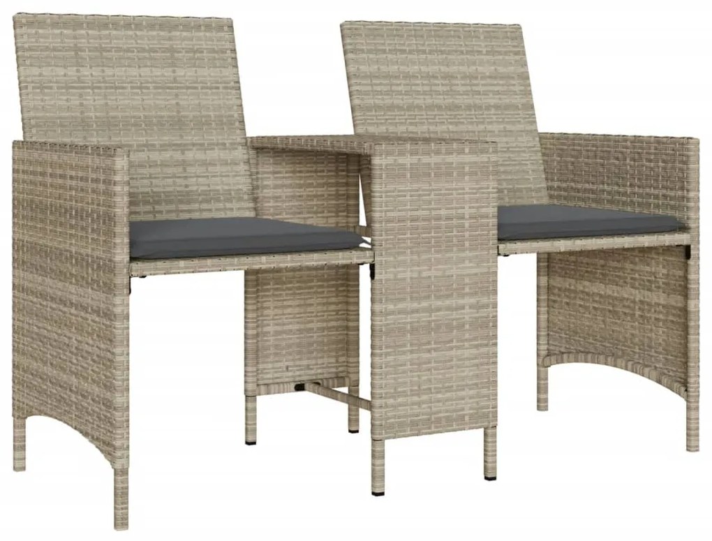 Divano giardino 2posti tavolo sgabelli grigio chiaro polyrattan