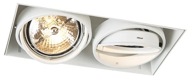 Set di 6 faretti da incasso bianchi orientabili AR111 senza bordi 2 luci - Oneon