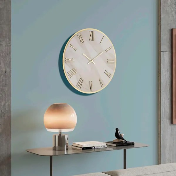 Orologio ZEPHYR rotondo D60 cm in kerlite Avorio con dettagli Oro