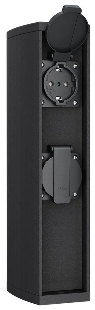 Colonnina con Prese elettriche da Giardino 30cm IP54 Alluminio - Nera