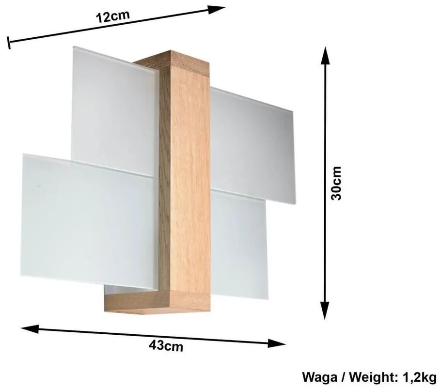 Applique da Soffitto Legno naturale e Vetro FENIKS 1 E27 da Interno