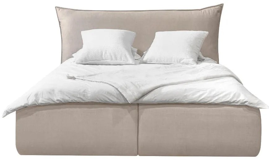 Letto matrimoniale imbottito beige con contenitore con griglia 160x200 cm Jade - Bobochic Paris