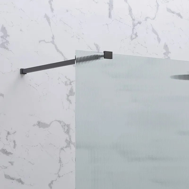 Doccia walk in 120 con profilo nero e vetro scanalato fluted | KW-100BFL - KAMALU