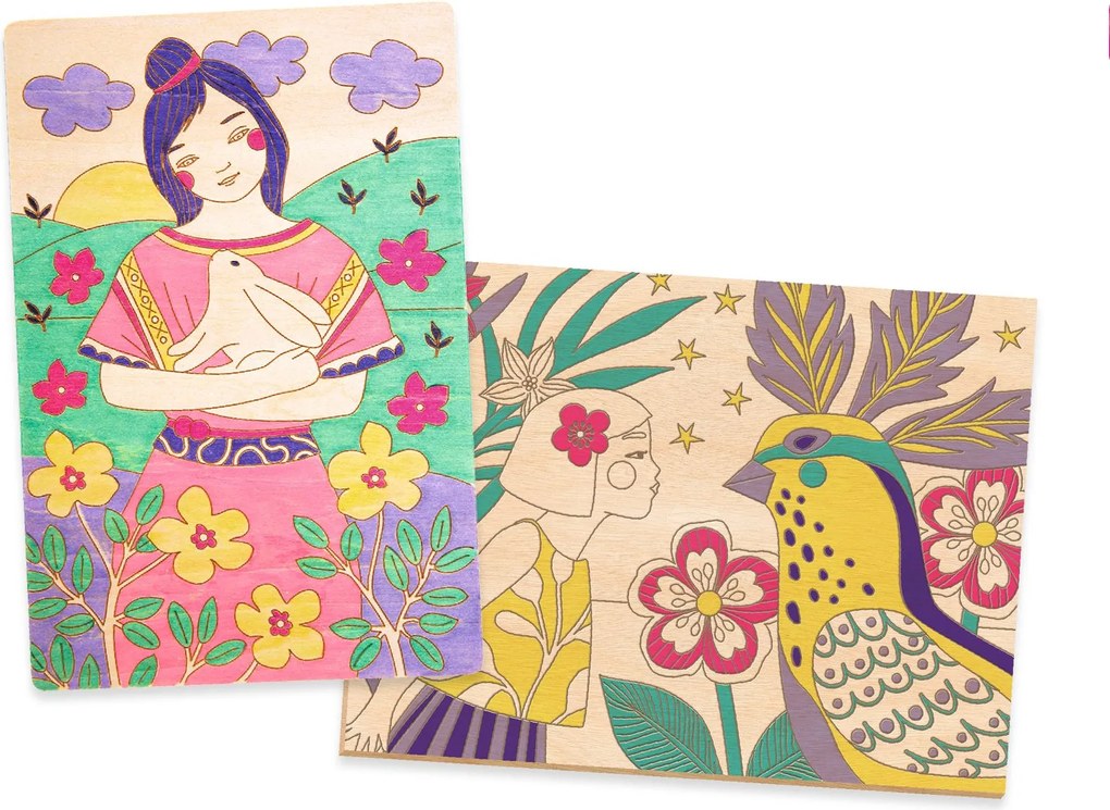 Gioco d'arte - disegno su legno - Ragazze dolci