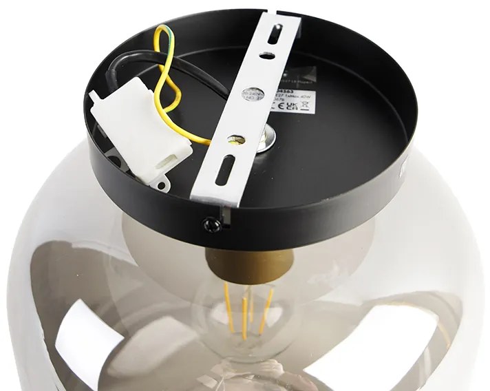 Plafoniera di design nera e oro con vetro fumé - Zuzanna