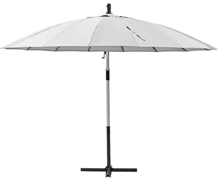 Ombrellone a palo laterale grigio alluminio Sinae NATERIAL Ø 284 cm con telo bianco