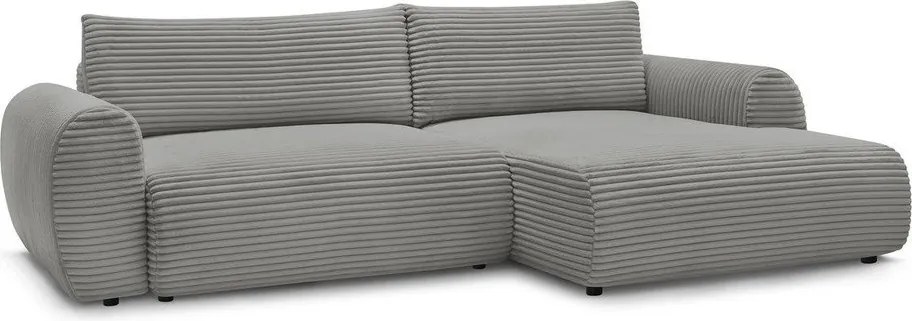 Divano angolare in grigio scuro allungabile (con penisola a destra) con rivestimento in velluto a coste Lucien – Bobochic Paris