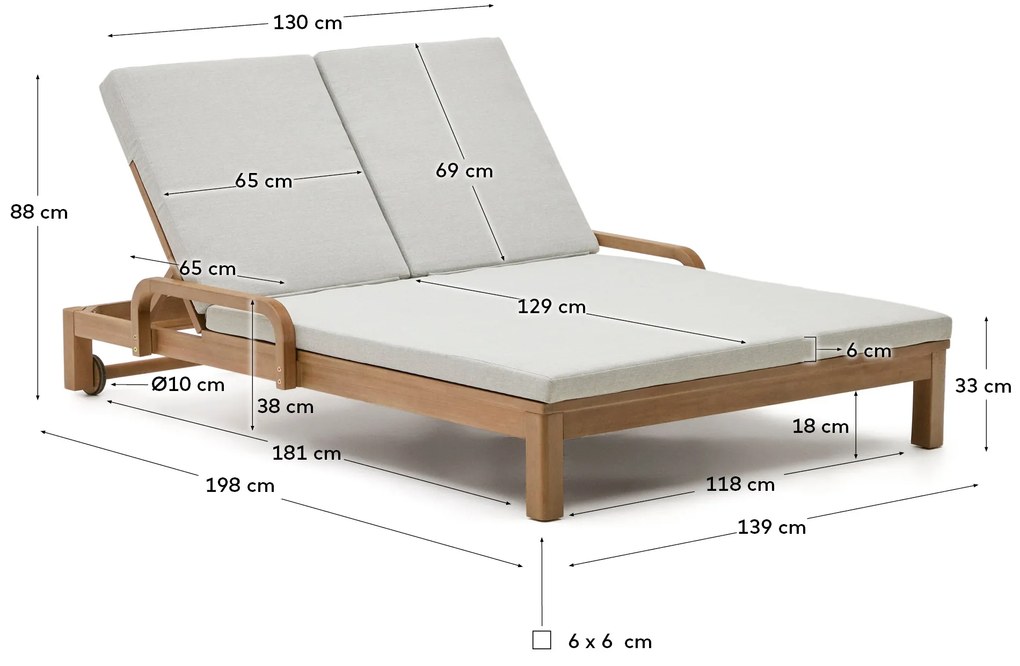 Kave Home - Sdraio doppia Sonsaura in legno massiccio di eucalipto FSC 100%