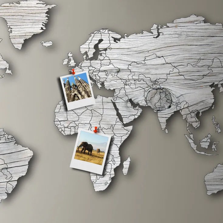 Planisfero da parete colore legno sbiancato 1,5 m