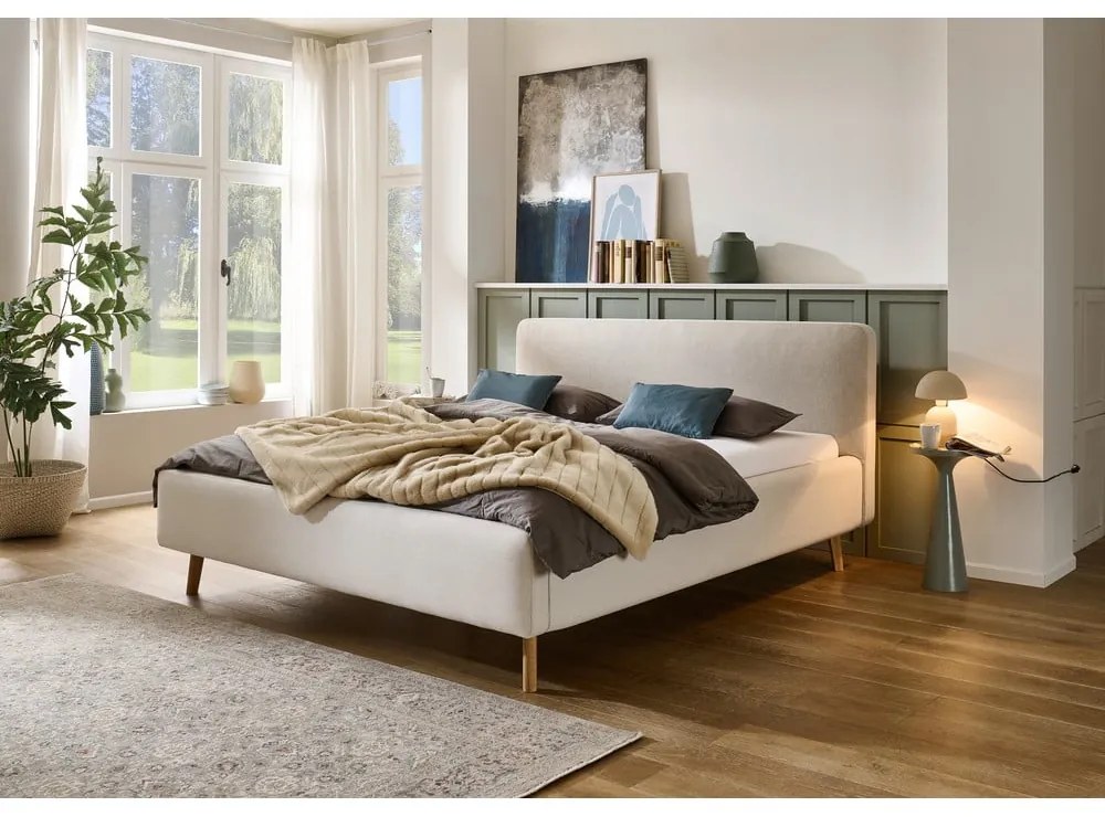 Letto singolo imbottito color crema rete non inclusa 120x200 cm Mattis – Meise Möbel