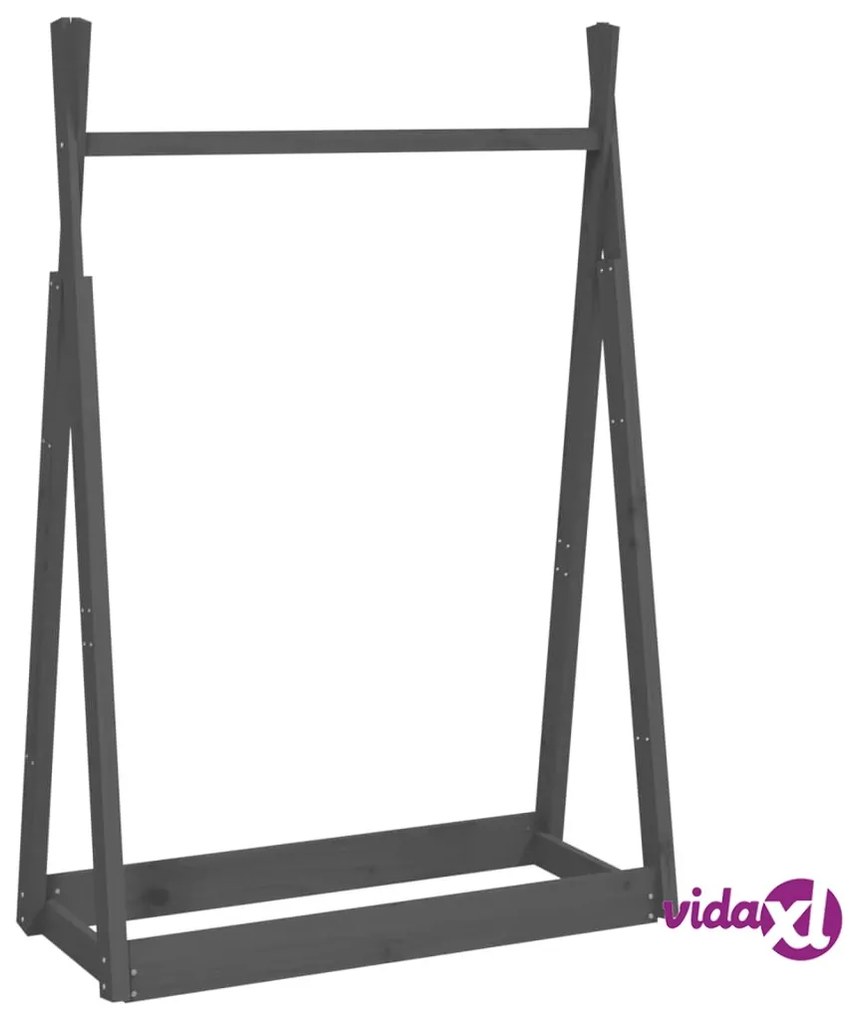 vidaXL Appendiabiti Grigio 100x45x150 cm in Legno Massello di Pino