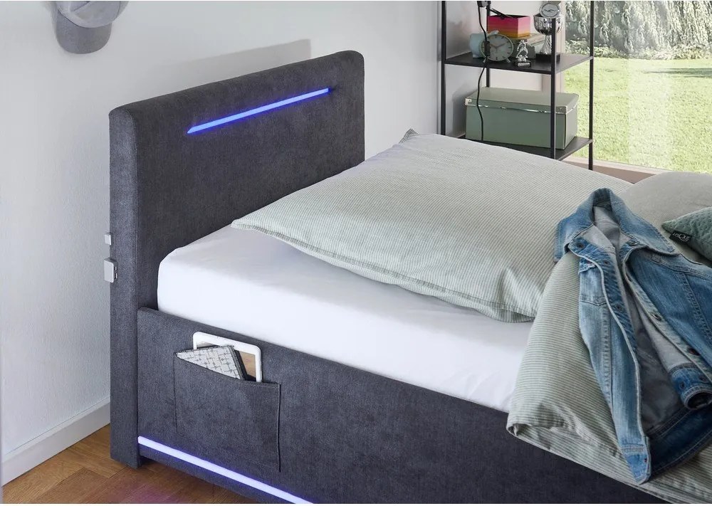 Letto da bambini grigio scuro imbottito rete non inclusa 90x200 cm Circle – Meise Möbel