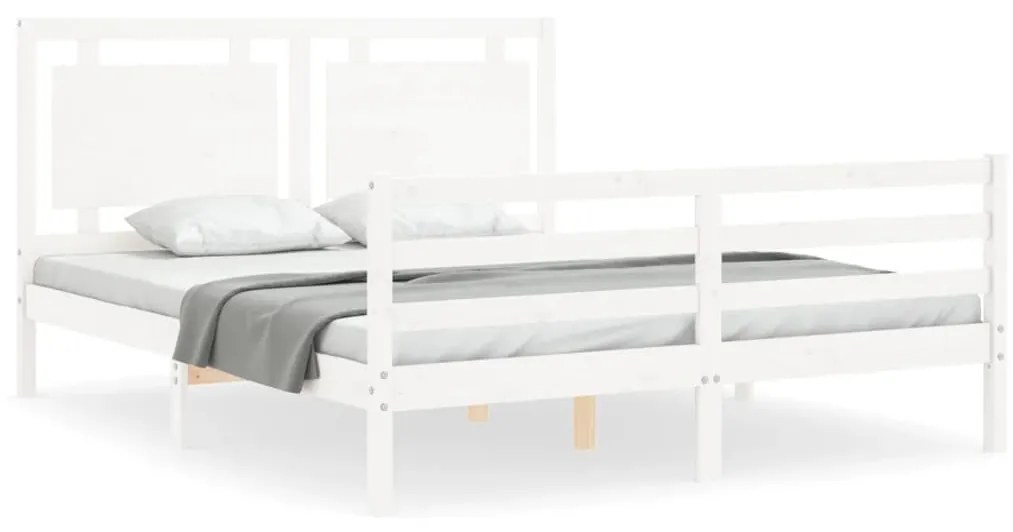 Giroletto con testiera bianco 5ft king size in legno massello