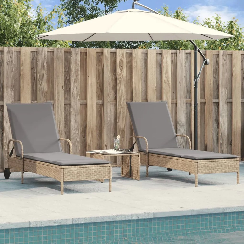 Lettini Prendisole 2 Pz Con Cuscini Beige İn Polyrattan /
