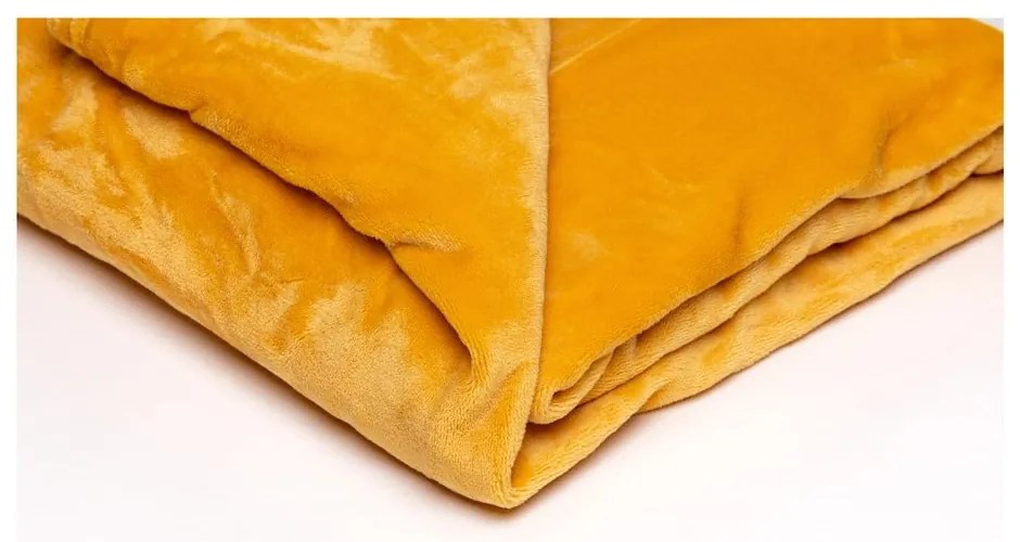 Coperta in micropile giallo miele , 150 x 200 cm - My House