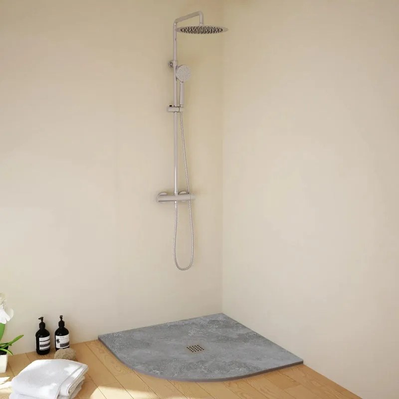 Piatto doccia SANYCCES in resina STRATO grigio L 90 x L 90 x H 2.7 cm opaco effetto pietra