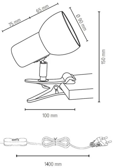 Spot-Light 2224174WK - Lampada con morsetto SVENDA 1xE27/60W/230V
