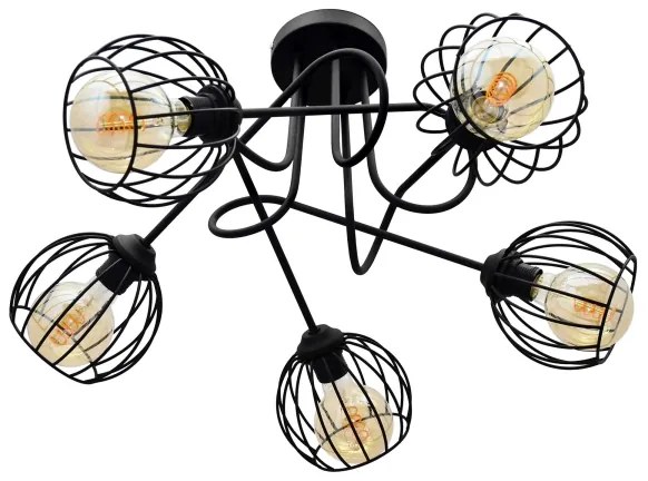 Lampadario a plafone OXFORD 5xE27/15W/230V nero