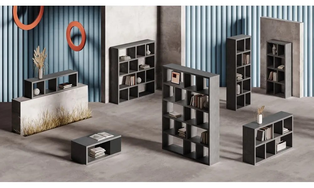 Libreria grigia effetto cemento 150x83 cm Berlin - TemaHome